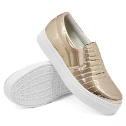 Slip On Feminino Costura Reta Dk Shoes Gold - DK Shoes | Tênis Casuais Femininos