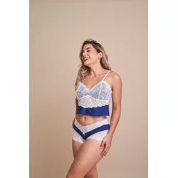 Baby Doll em Suede Estampado com Renda - B10661-AM - D'Noite - Pijamas e Homewear