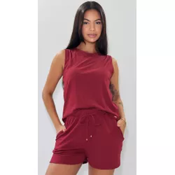 Baby doll com malha suede canelada liso - B10734-V - D'Noite - Pijamas e Homewear