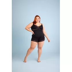 Baby Doll Plus em Liganete Lisa com Detalhe de Ren... - D'Noite - Pijamas e Homewear