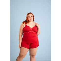Baby Doll Plus em Liganete Lisa com Detalhe de Ren... - D'Noite - Pijamas e Homewear