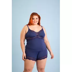 Baby Doll Plus em Liganete Lisa com Detalhe de Ren... - D'Noite - Pijamas e Homewear