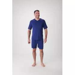 Pijama Masculino de Liganete lisa com Detalhe de V... - D'Noite - Pijamas e Homewear