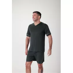 Pijama Masculino de Liganete Lisa com Detalhe de V... - D'Noite - Pijamas e Homewear