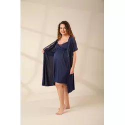 Robe Gestante em Liganete Lisa com renda - R10062-... - D'Noite - Pijamas e Homewear