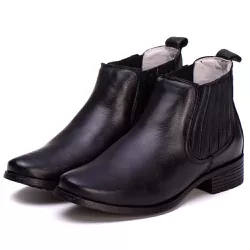 Botina Feminina Couro Legitimo Preto - REF: 6101 -... - DROP FIT