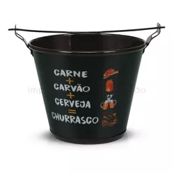 Balde de Gelo em Alumínio Carne + Carvão + Cerveja = Churrasco - Alumiart - 6450 - Empório do Lazer