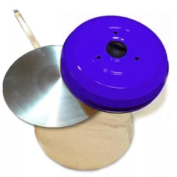 Kit Pizza Para Churrasqueira Com Pá de Pizza Alumínio, Pedra Refratária 35cm e Abafador Azul - 1305 - Empório do Lazer