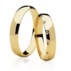 Par De Aliança Casamento De Ouro 18k Anatômica 4mm... - Fábrica do Ouro ®️