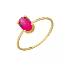 Anel de Ouro 18k Solitário Zircônia Oval Rubi - 1... - Fábrica do Ouro ®️