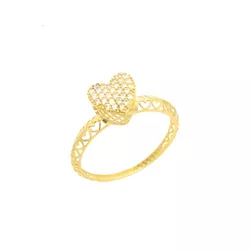 Anel de Ouro 18k Chuveiro de Coração - 103669 - Fábrica do Ouro ®️