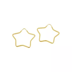 Brinco De Ouro 18k Argola Estrela De 22mm - 104039 - Desejo de Prata ®️
