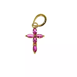 Pingente De Ouro 18k Cruz Com Zircônias Rosas - 10... - Fábrica do Ouro ®️
