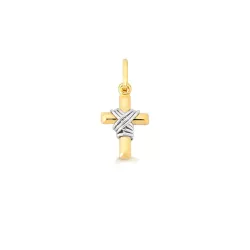 Pingente De Ouro 18k Cruz Com Fio Branco De 12mm -... - Fábrica do Ouro ®️
