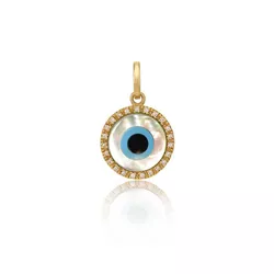 Pingente De Ouro 18k Olho Grego De 5,0mm Com Diama... - Fábrica do Ouro ®️