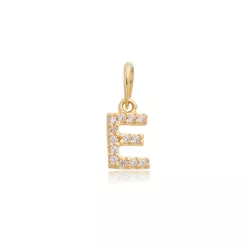 Pingente de Ouro 18k Letra E Com Zircônias - 10345... - Fábrica do Ouro ®️
