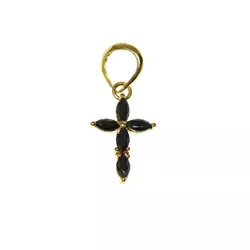 Pingente De Ouro 18k Cruz Com Zircônias Pretas - 1... - Fábrica do Ouro ®️