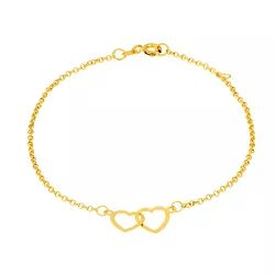 Pulseira De Ouro 18k Elo Português Dois Corações C... - Fábrica do Ouro ®️