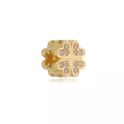 Berloque de Ouro 18k Trevo com Zircônia - 103452 - Fábrica do Ouro ®️