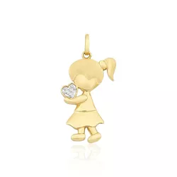Pingente De Ouro 18k Menina Com Coração P - 103039... - Fábrica do Ouro ®️