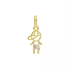 Pingente De Ouro 18k Menino Dois Ouros - 103167 - Fábrica do Ouro ®️