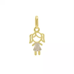 Pingente De Ouro 18k Menina Dois Ouros - 103168 - Fábrica do Ouro ®️