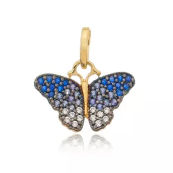 Pingente De Ouro 18k Borboleta Com Zircônia 1,2cm ... - Desejo de Prata ®️