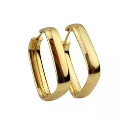 Brinco De Ouro 18k Argola Bela Quadrada M - 103523 - Fábrica do Ouro ®️
