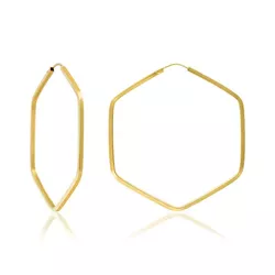 Brinco De Ouro 18k Argola Slim Hexágono PP - 10285... - Fábrica do Ouro ®️