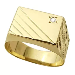 Anel De Ouro 18k Chapa Com Diamante De 1 Ponto - 1... - Fábrica do Ouro ®️
