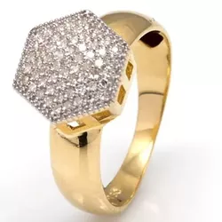 Anel De Ouro 18k Pavê Hexágono Com Zircônias - 100... - Fábrica do Ouro ®️