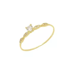 Anel Solitário de Ouro 18k Cinderela com Zircônias... - Fábrica do Ouro ®️
