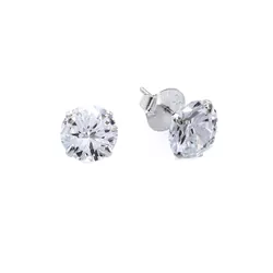 Brinco De Prata 925 Com Pedra De Zircônia De 8,0mm... - Desejo de Prata ®️