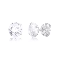 Brinco De Prata 925 Com Pedra De Zircônia De 10mm ... - Desejo de Prata ®️
