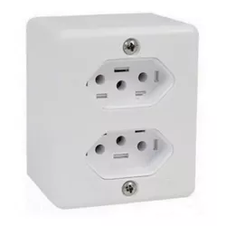 Caixa ILUMI 2 tomada 2P+T 10A 250V BOX - FEDERZONI CASA & CONSTRUÇÃO
