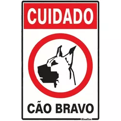 PLACA 20X30 CUIDADO CÃO BRAVO 250AH - FEDERZONI CASA & CONSTRUÇÃO