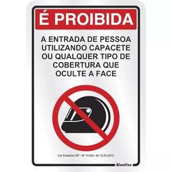 PLACA 16X23 PROIBIDO USO DE CAPACETE LEI 14955 170... - FEDERZONI CASA & CONSTRUÇÃO
