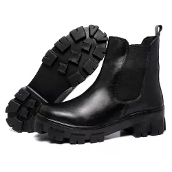 Bota Botina Coturno Feminino Ferrile em Couro Elas... - Ferrile