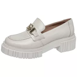 Sapato Mocassim Feminino Conforto Em Couro Off Whi... - Ferrile