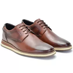 Sapato Oxford Casual Masculino Brogue Em Couro Caf... - Ferrile