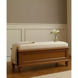 Banco Recamier Com Baú - Madeira Maciça - Móveis d... - Flavio Comercio de Moveis de Gramado Ltda