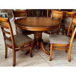 Sala de Jantar Mesa Redonda Gramado - Madeira Maci... - Flavio Comercio de Moveis de Gramado Ltda