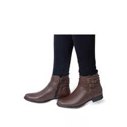 Bota Feminina Cano Curto Couro Legítimo Tamarindo - Flor de Couro | Sandálias e Botas Femininas