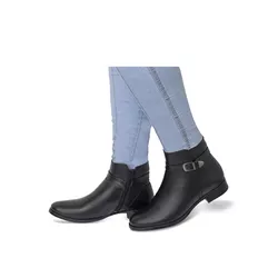 Bota Feminina Cano Curto Couro Legítimo Preto - Flor de Couro | Sandálias e Botas Femininas