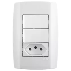 INTERRUPTOR DUPLO TECLA SIMPLES + TOMADA 10A 250V ... - FLUZÃO CONSTRUÇÃO