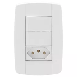 INTERRUPTOR DUPLO SIMPLES + 1 TOMADA 10A 250V 4X2 ... - FLUZÃO CONSTRUÇÃO