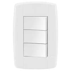 INTERRUPTOR TRIPLO SIMPLES 10A 250V 4X2 LEV - FLUZÃO CONSTRUÇÃO