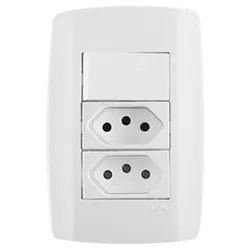 INTERRUPTOR TECLA SIMPLES + 2 TOMADAS 10A 250V 4X2... - FLUZÃO CONSTRUÇÃO