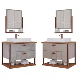 Conjunto Armario Com Espelheira Uni 60cm Com Cuba ... - FLUZÃO CONSTRUÇÃO