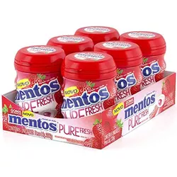 MENTOS PURE FRUIT MORANGO GARRAFA 336 G (DP 6 X 56... - PADRÃO FONZAR